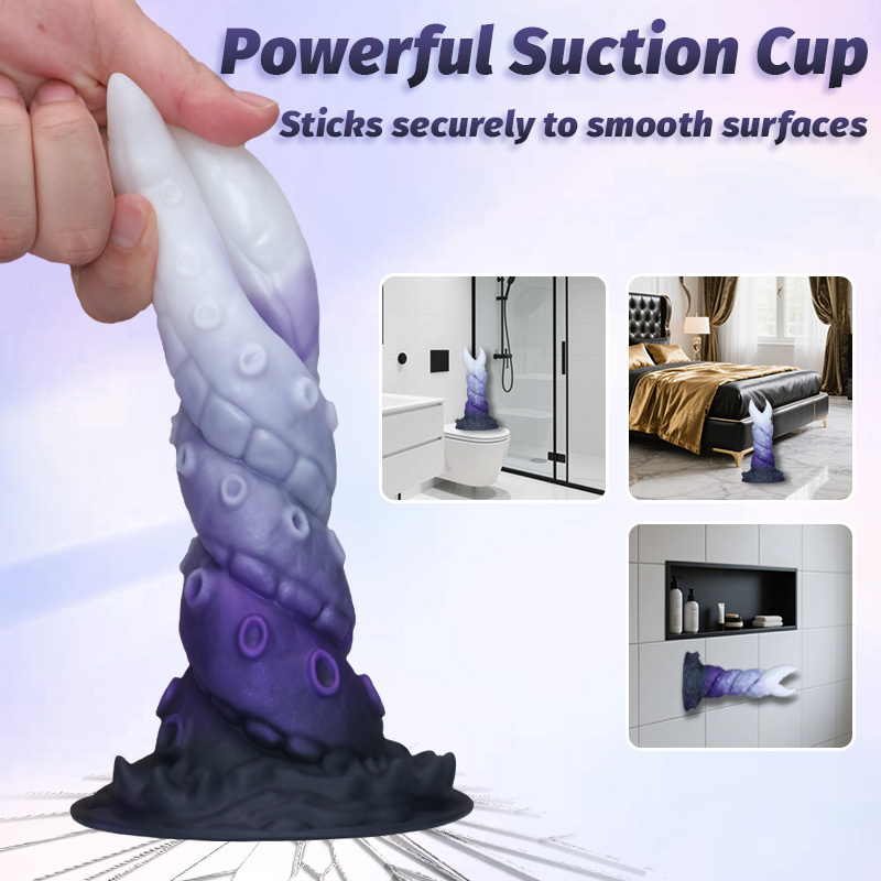 Fantasy Twin Kraken Tentacle Silicone Dildo with Suction Cup – Liquid Silicone Waterproof Textured Adult Toy (3 Sizes)