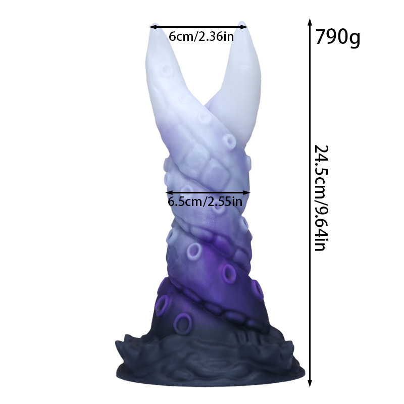Fantasy Twin Kraken Tentacle Silicone Dildo with Suction Cup – Liquid Silicone Waterproof Textured Adult Toy (3 Sizes)
