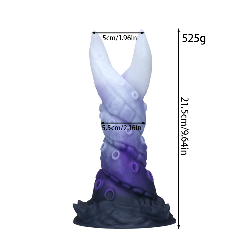 Fantasy Twin Kraken Tentacle Silicone Dildo with Suction Cup – Liquid Silicone Waterproof Textured Adult Toy (3 Sizes)