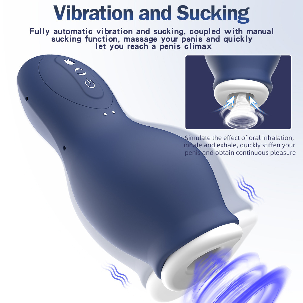 Automatic Male Masturbator with Suction & Vibration, 7 Modes, Liquid Silicone