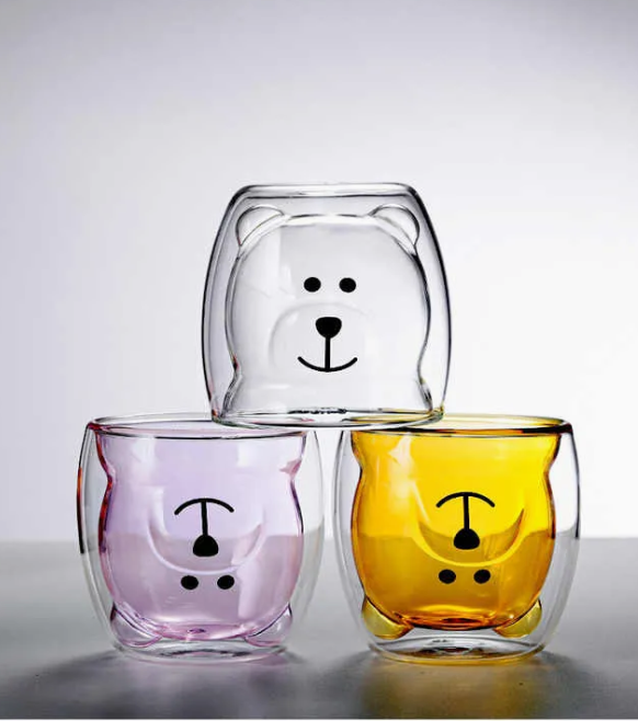Cute Double Wall Glass Mugs Cups