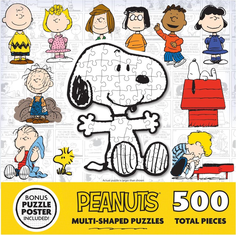 LPF Peanuts Multi-Shaped Featuring Snoopy & The Gang 500 Piece Jigsaw Puzzle, Multi-Colored (0079ZZAH)