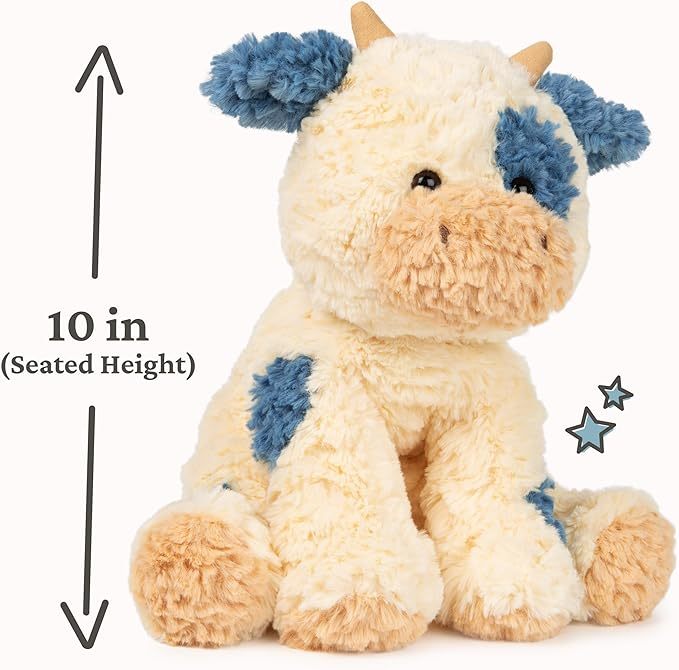 GUND Cozys Collection Cow Plush Stuffed Animal, Suitable for Ages 0 and Up, Spring Decor Plush Toy, Cream/Blue, 10 Inches