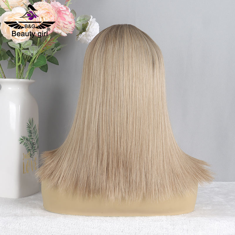 Natural Hair Line Ash Blonde Straight Luxury Quality 150% Density Double Drawn Flat Top Silk Base Full Human Hair Wig