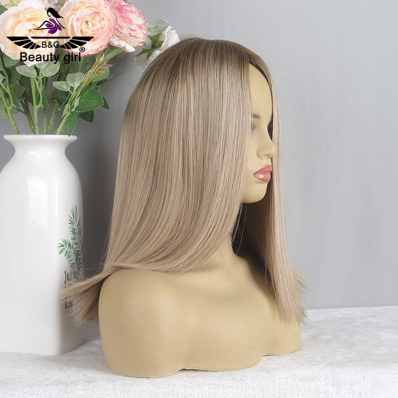Natural Hair Line Ash Blonde Straight Luxury Quality 150% Density Double Drawn Flat Top Silk Base Full Human Hair Wig
