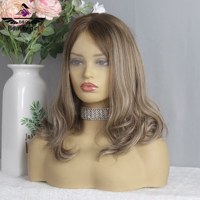 Wedding Daily Party Use Brown Wavy Wig for Women 26 Inch Middle Part Human Hair Wig with Natural Wavy Invisible Lace Wigs
