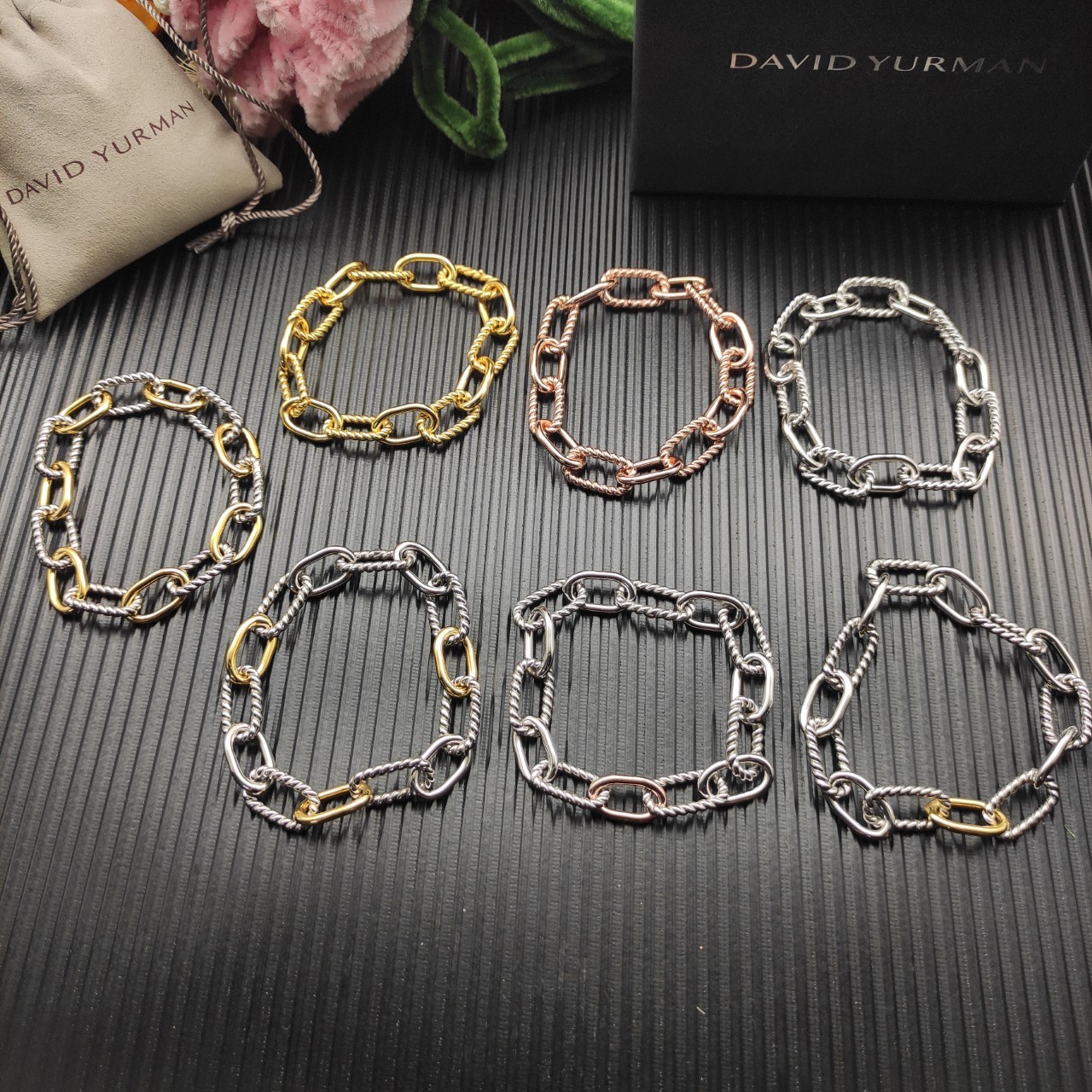 David Yurman Chain Bracelet Three-link Color Matching Bracelet 21CM