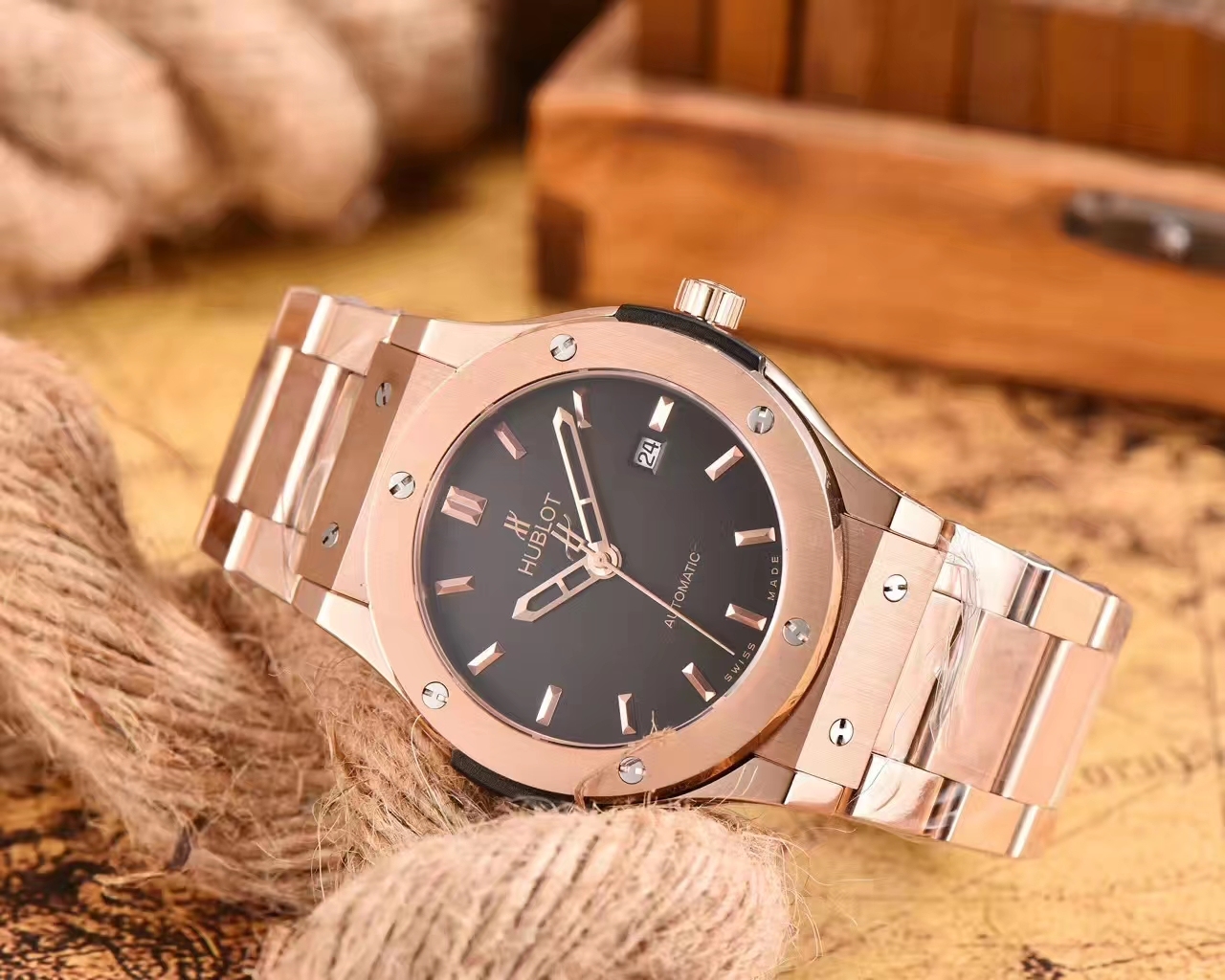 Hublot Geneve Collection Automatic Machine 904L Stainless Steel Men  Watch 42mm