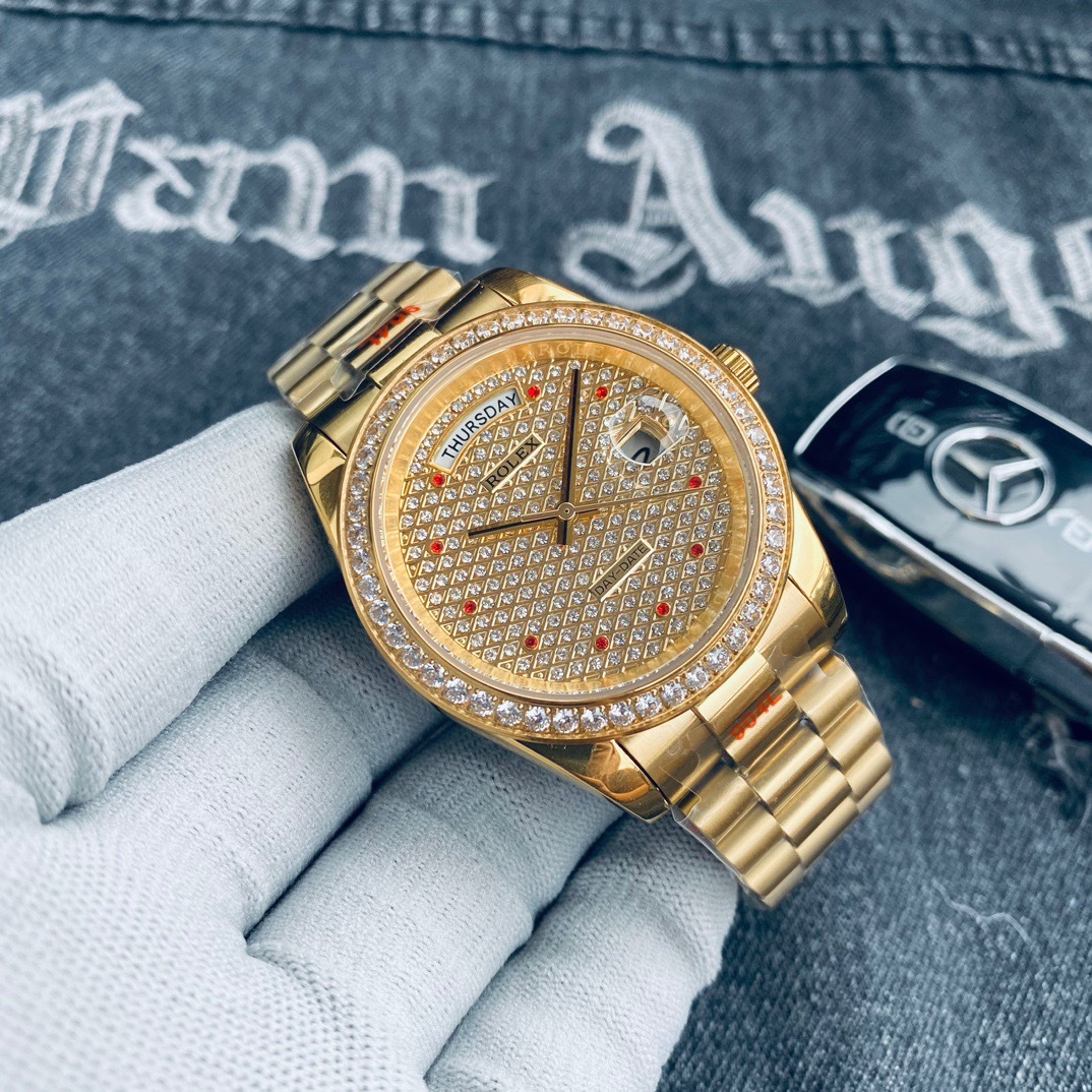 Replica Rolex MEN 41mm Diamond  waterproof 904l Stainless Steel Automatic Mechanical  Watch