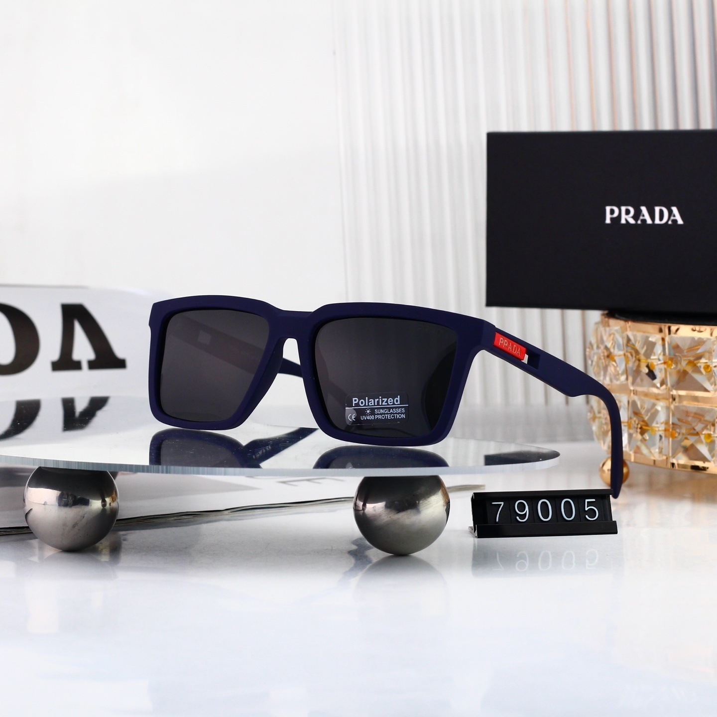 Prada Red Tab Square Polarized Sunglasses 79005