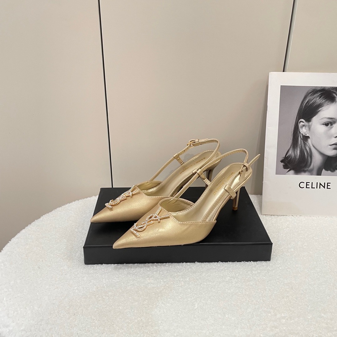 Replica YSL Early Spring Pointed Letters Rhinestone High Heels EU34-41