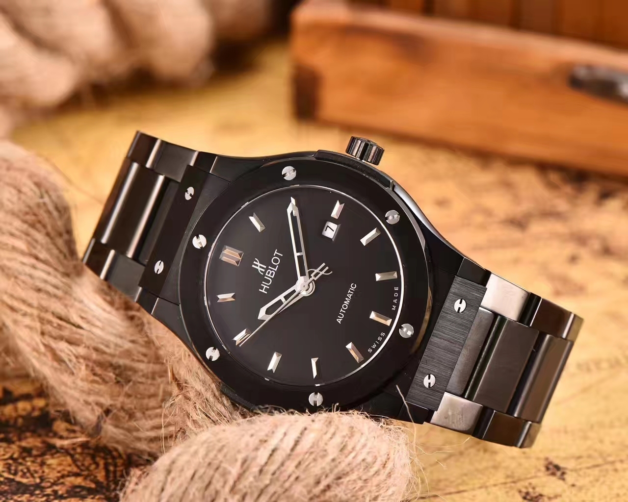 Hublot Geneve Collection Automatic Machine 904L Stainless Steel Men  Watch 42mm