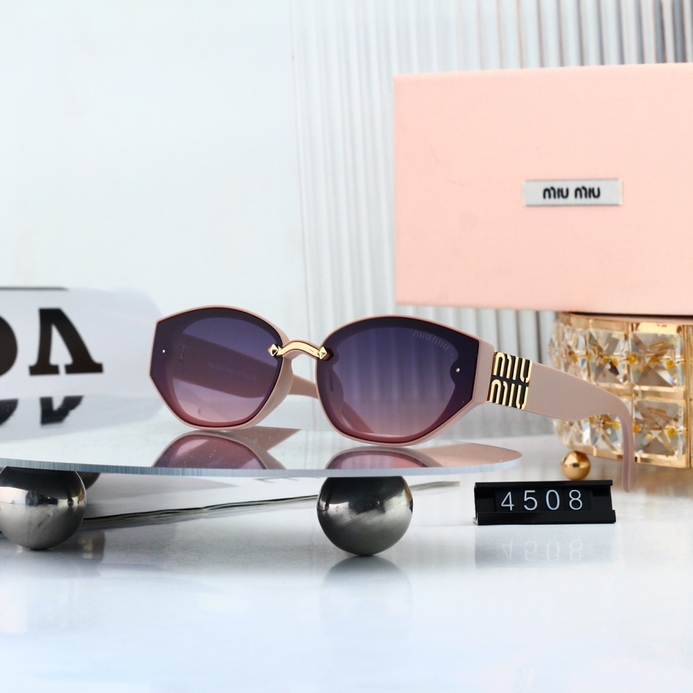 Miu Miu Iconic Gold Logo Temple Sunglasses 4508
