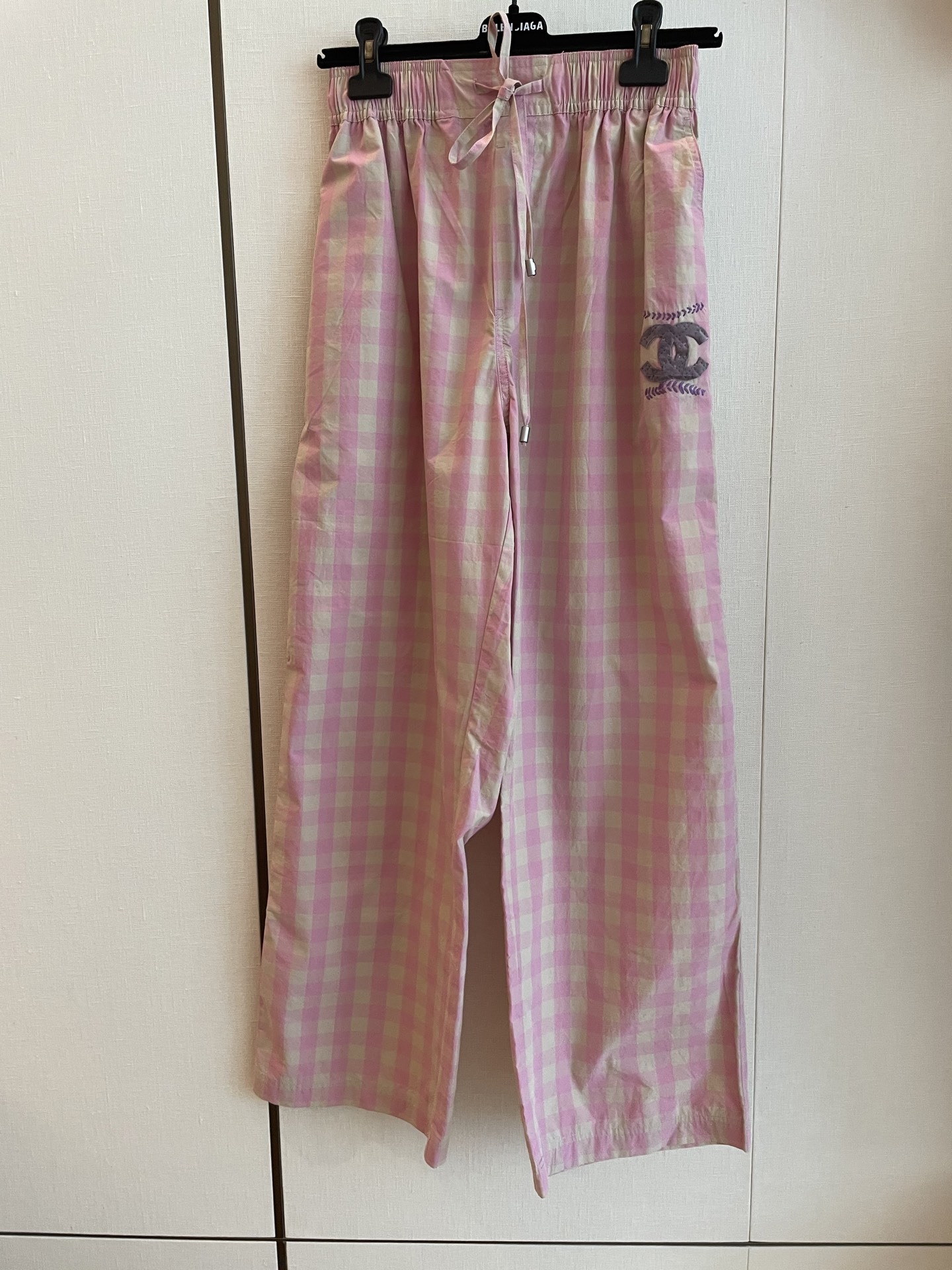 Chanel Pink Checkered Straight Pants