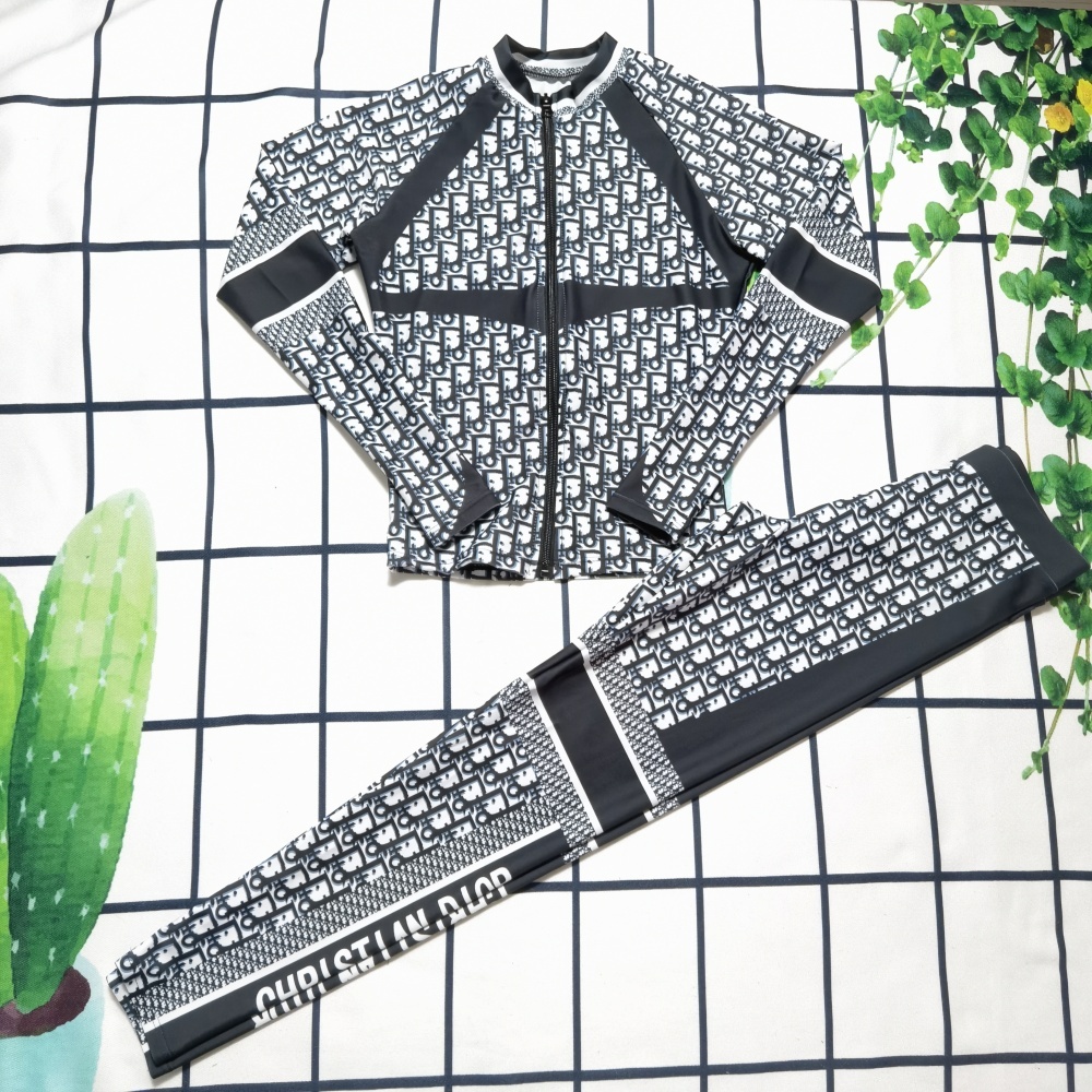 Women's Dior Long-Sleeved Two Piece Swimsuit
