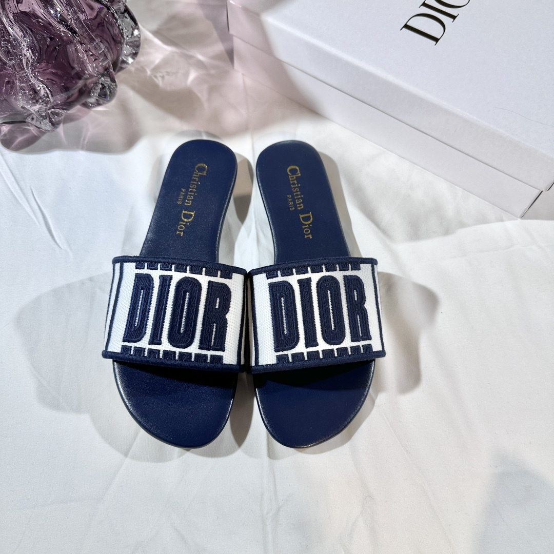 Replica Dior 3D Letter Embroidered Slippers EU35-42