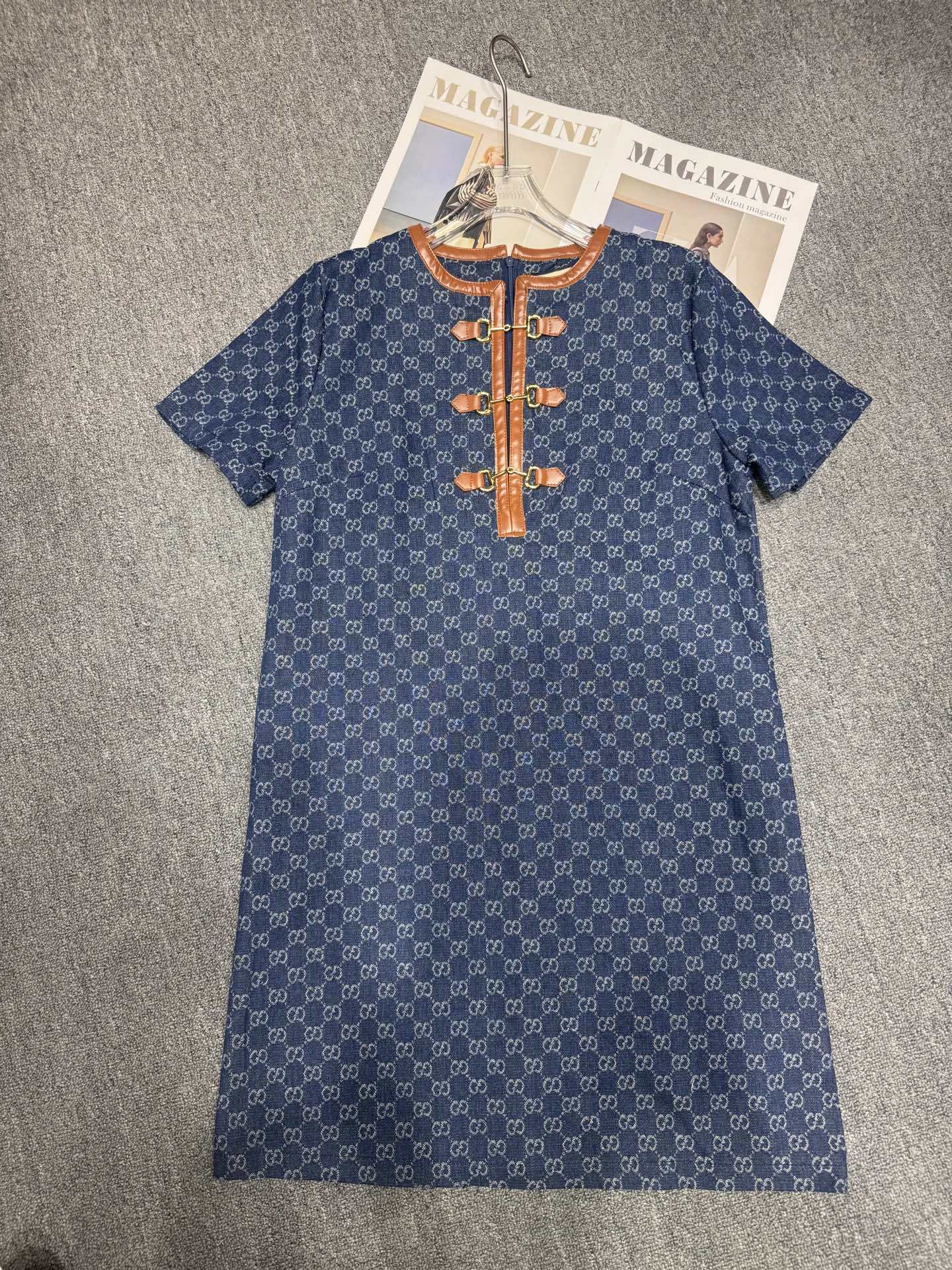 Gucci 25SS Souble G Jacquard Denim Dress SML