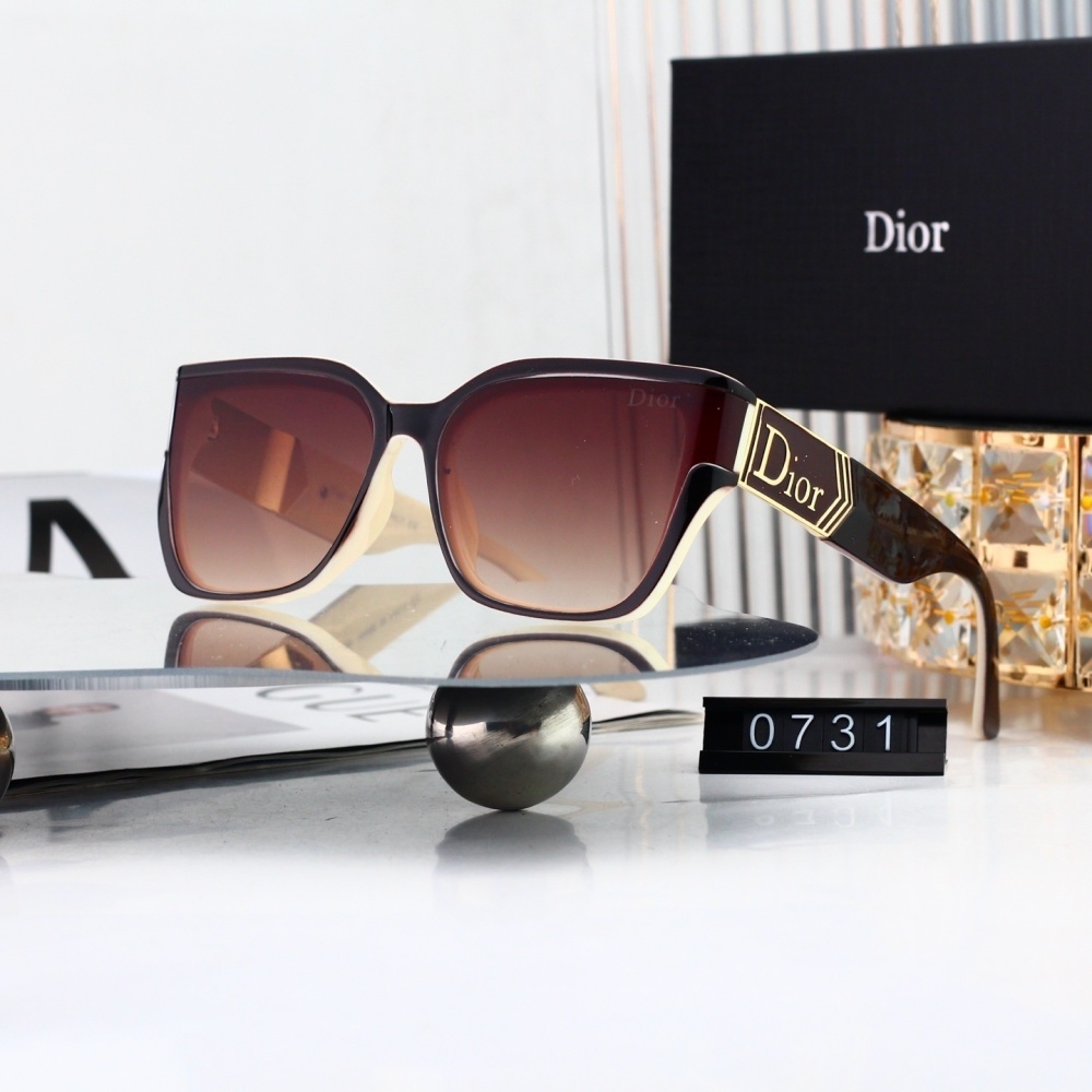 Dior Classic Logo Temple Retro Square Sunglasses for Men & Women 0731