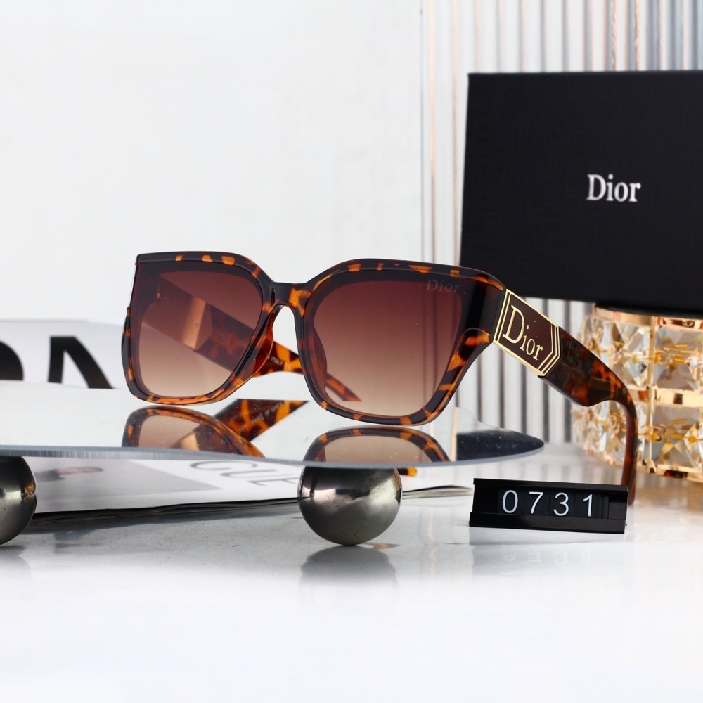 Dior Classic Logo Temple Retro Square Sunglasses for Men & Women 0731
