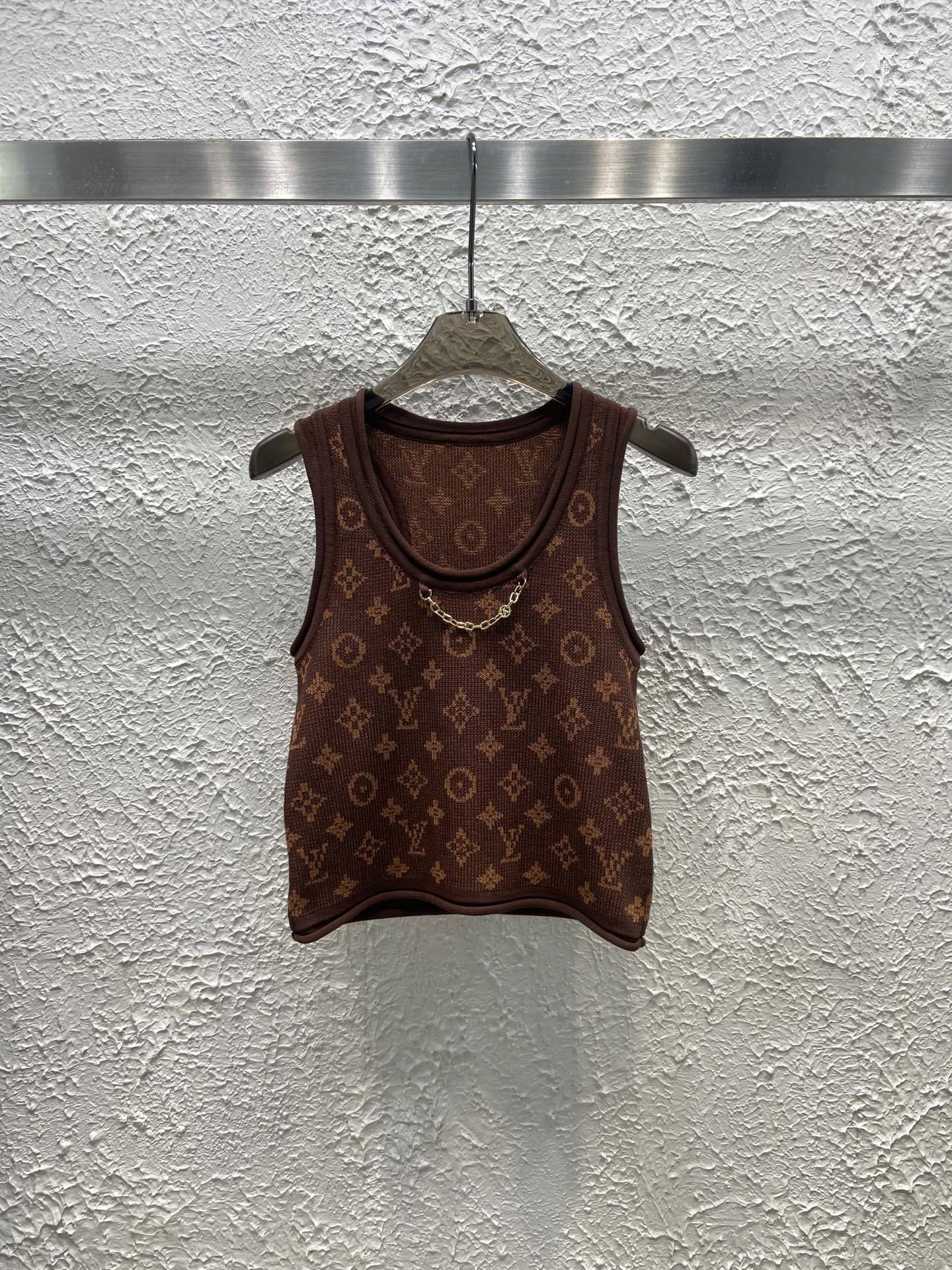 LV 25 Summer New Jacquard Letter Chain Knitted Back