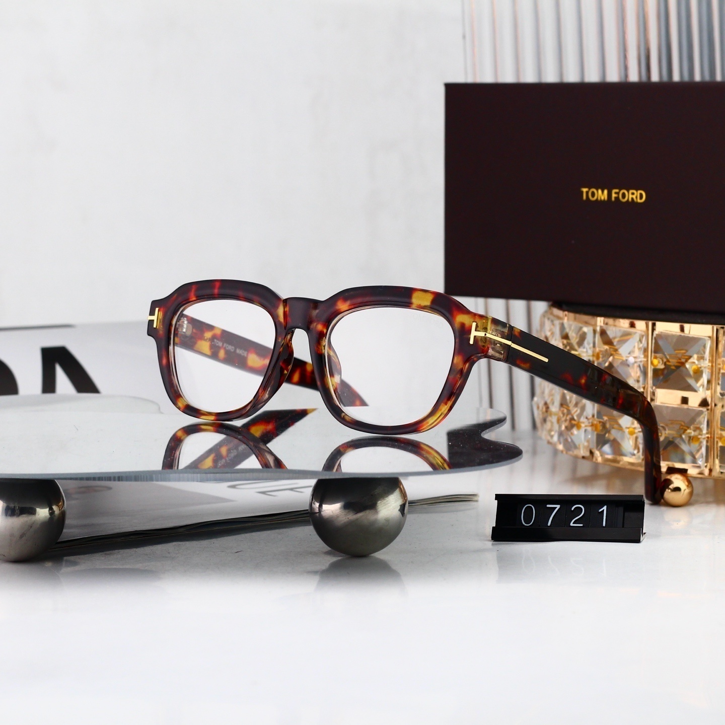 Tom Ford Signature T Accent Retro Square Eyeglasses 0721