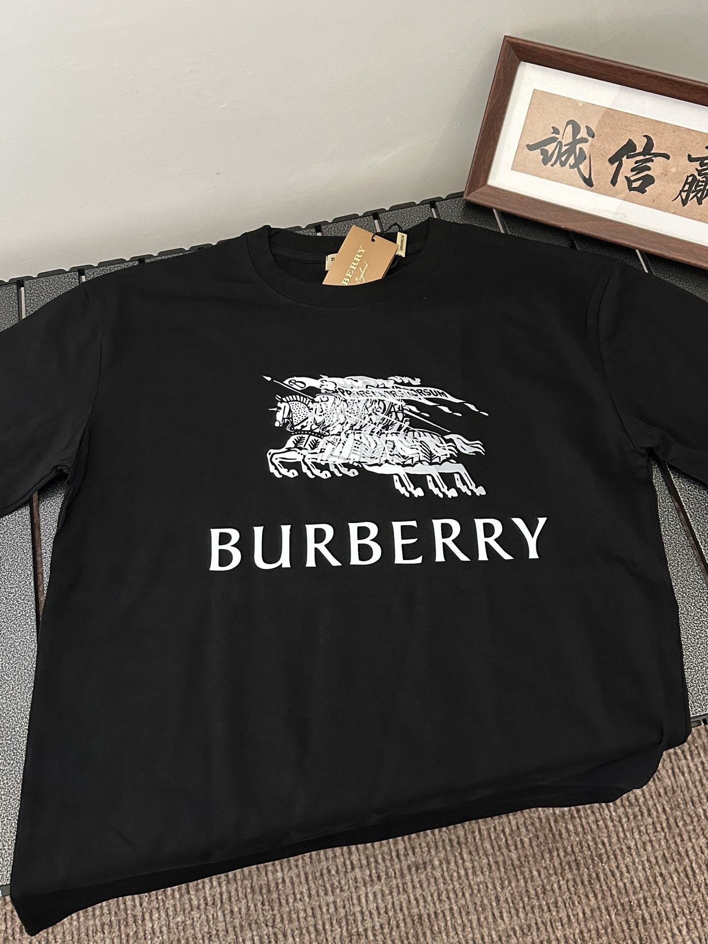 Burberry 2025 Summer New Digital Printing Angel Letter Logo Unisex Short-sleeved T-shirt M-XXXL