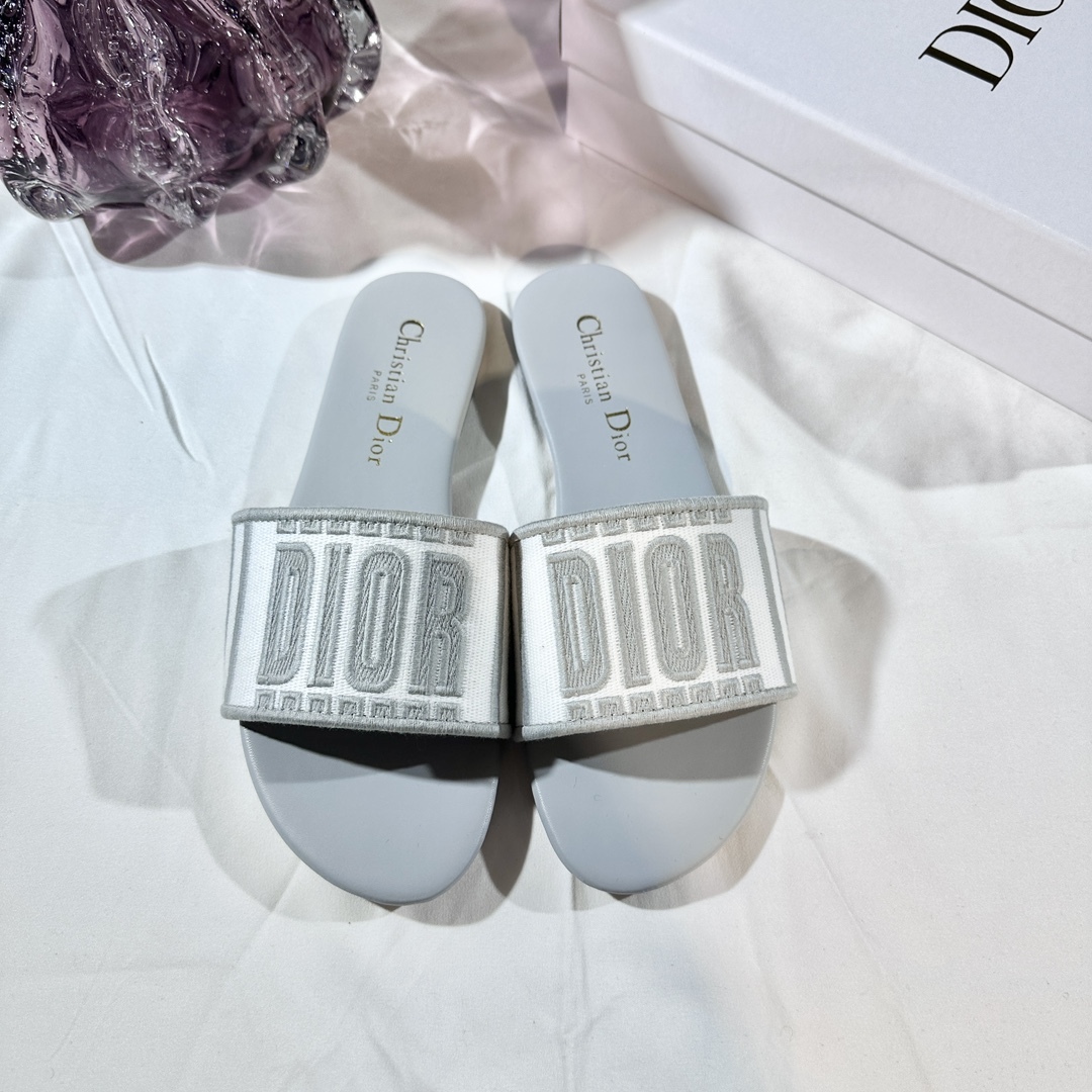 Replica Dior 3D Letter Embroidered Slippers EU35-42