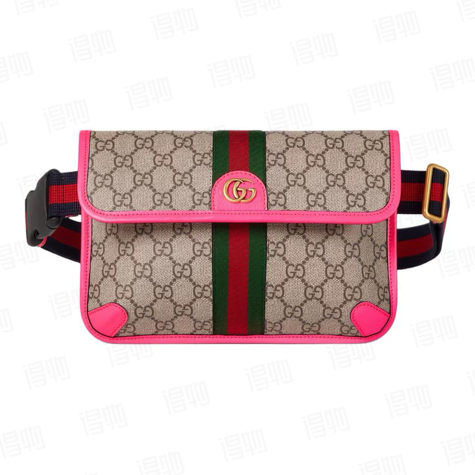 Replica Gucci Ophidia Series Small Ribbon Pink Waist Bag 24*17*3.5CM