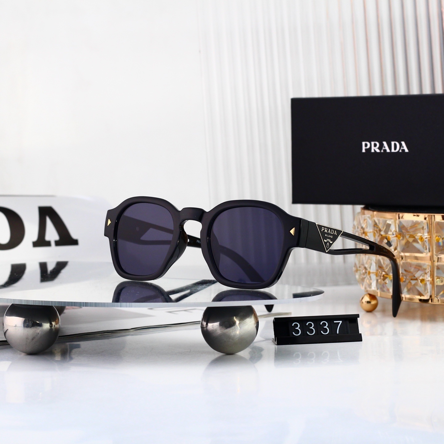 Prada Luxury Designer Square Sunglasses 3337