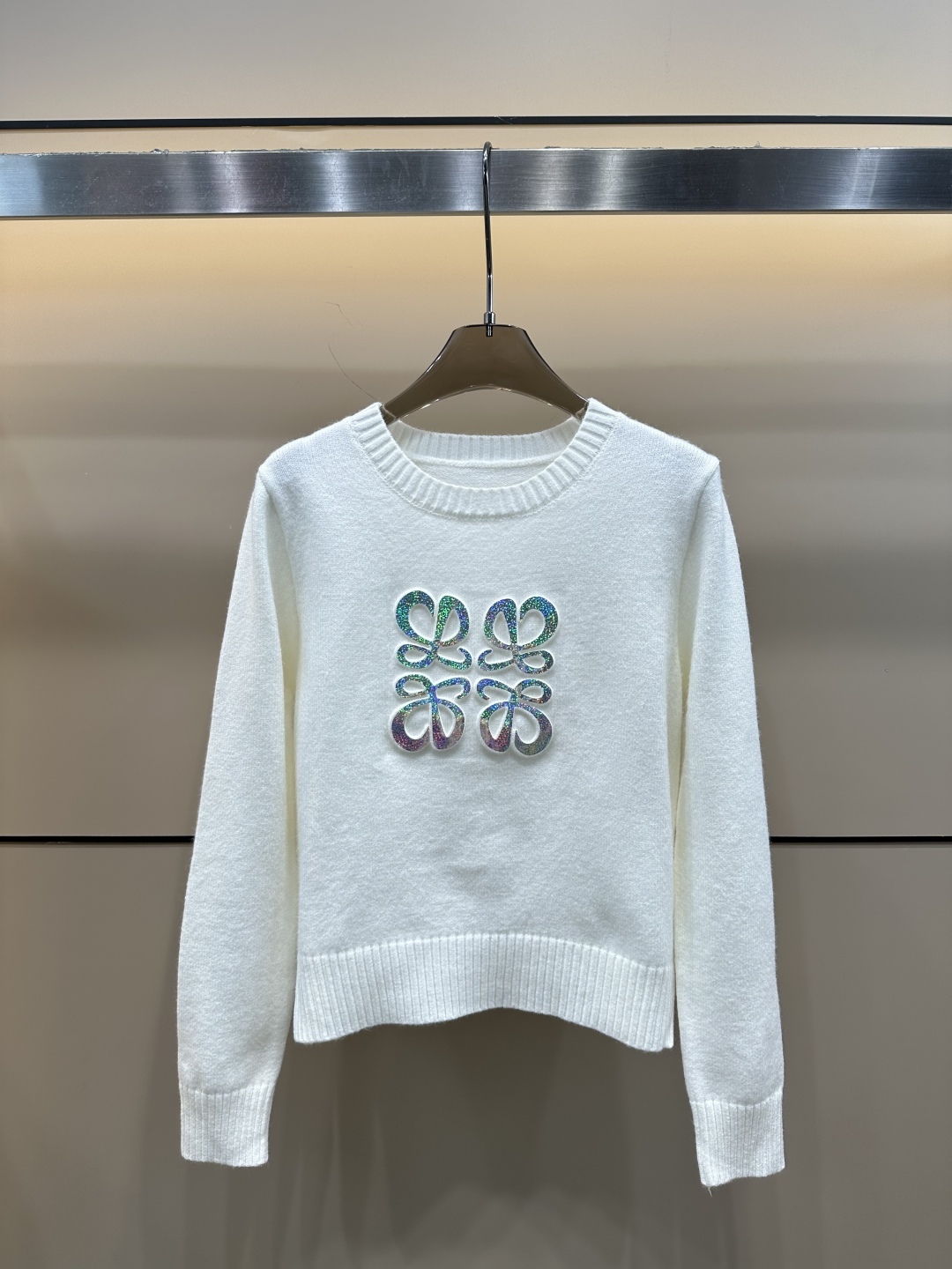 Loewe 25 New Three-dimensional Steel-printed Colorful Letter Pullover Sweater