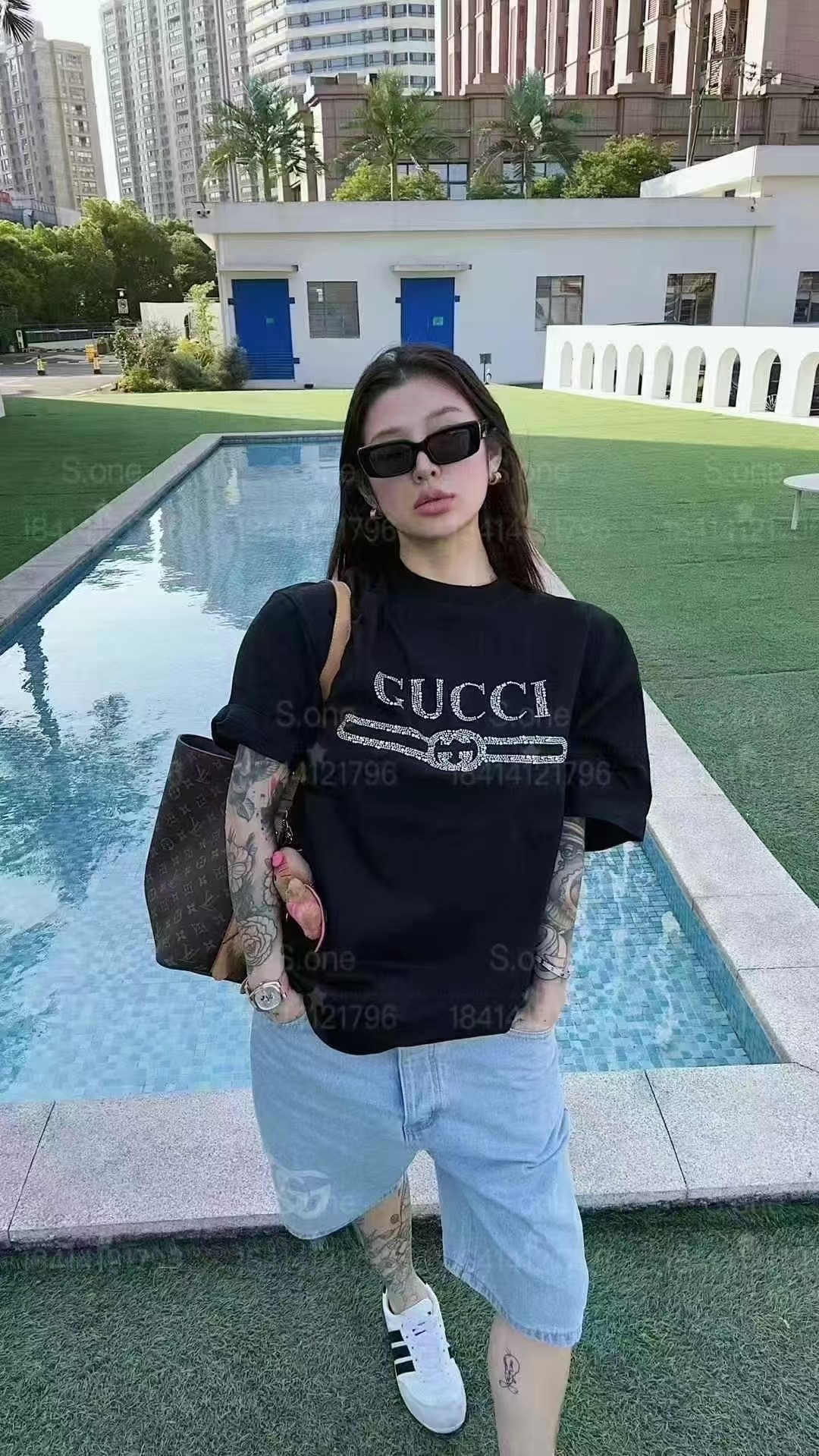 Gucci 2025 New Rhinestone Cotton T-shirt