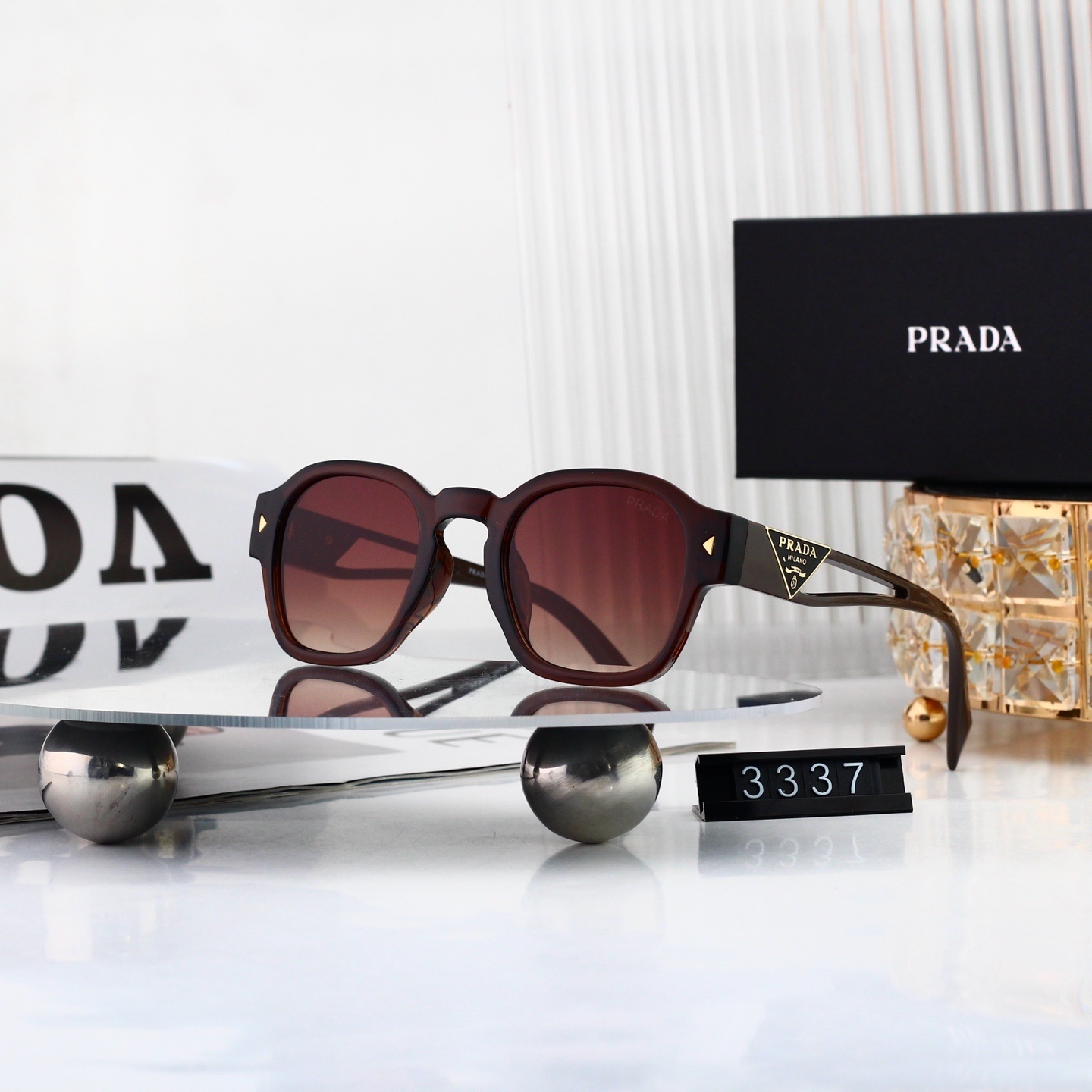 Prada Luxury Designer Square Sunglasses 3337