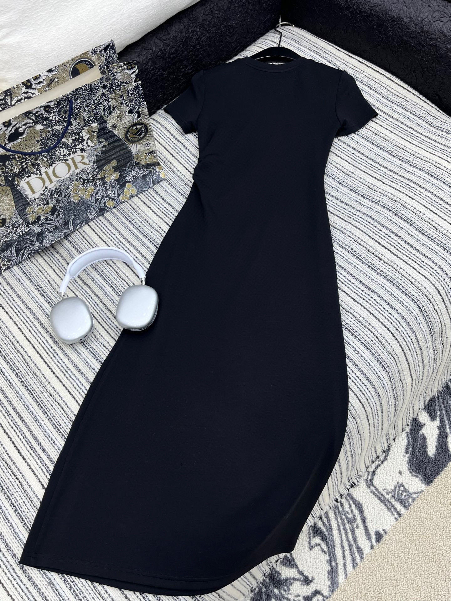 Loewe Custom-made Detachable Gold Button Hepburn Style Pleated Dress SML