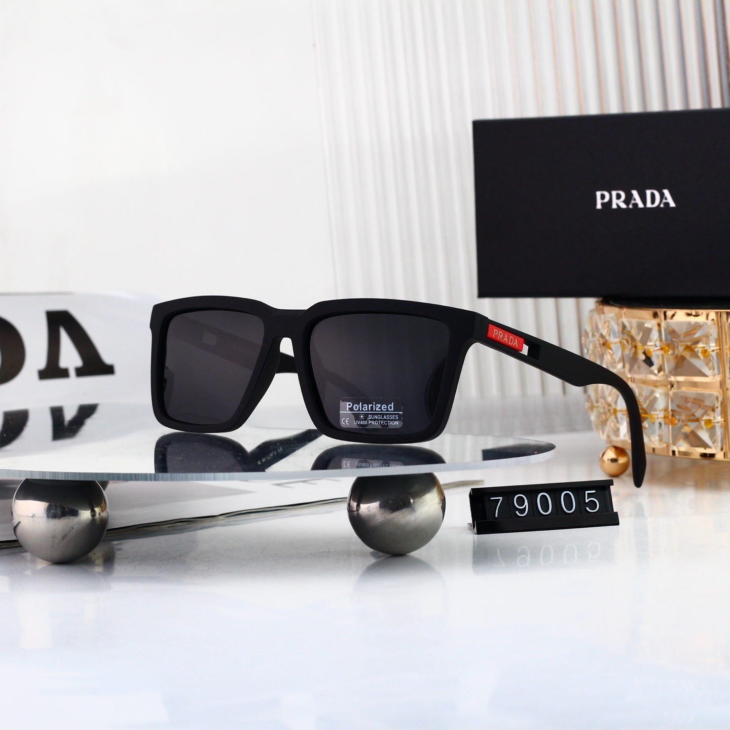 Prada Red Tab Square Polarized Sunglasses 79005