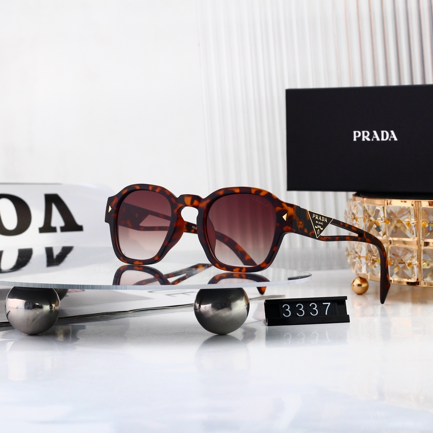 Prada Luxury Designer Square Sunglasses 3337