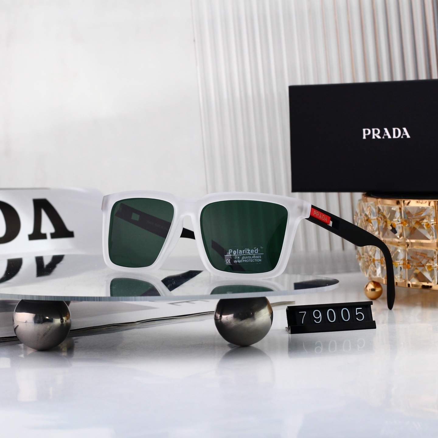 Prada Red Tab Square Polarized Sunglasses 79005