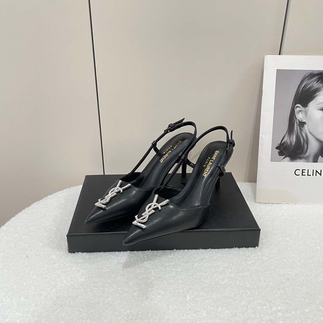Replica YSL Early Spring Pointed Letters Rhinestone High Heels EU34-41