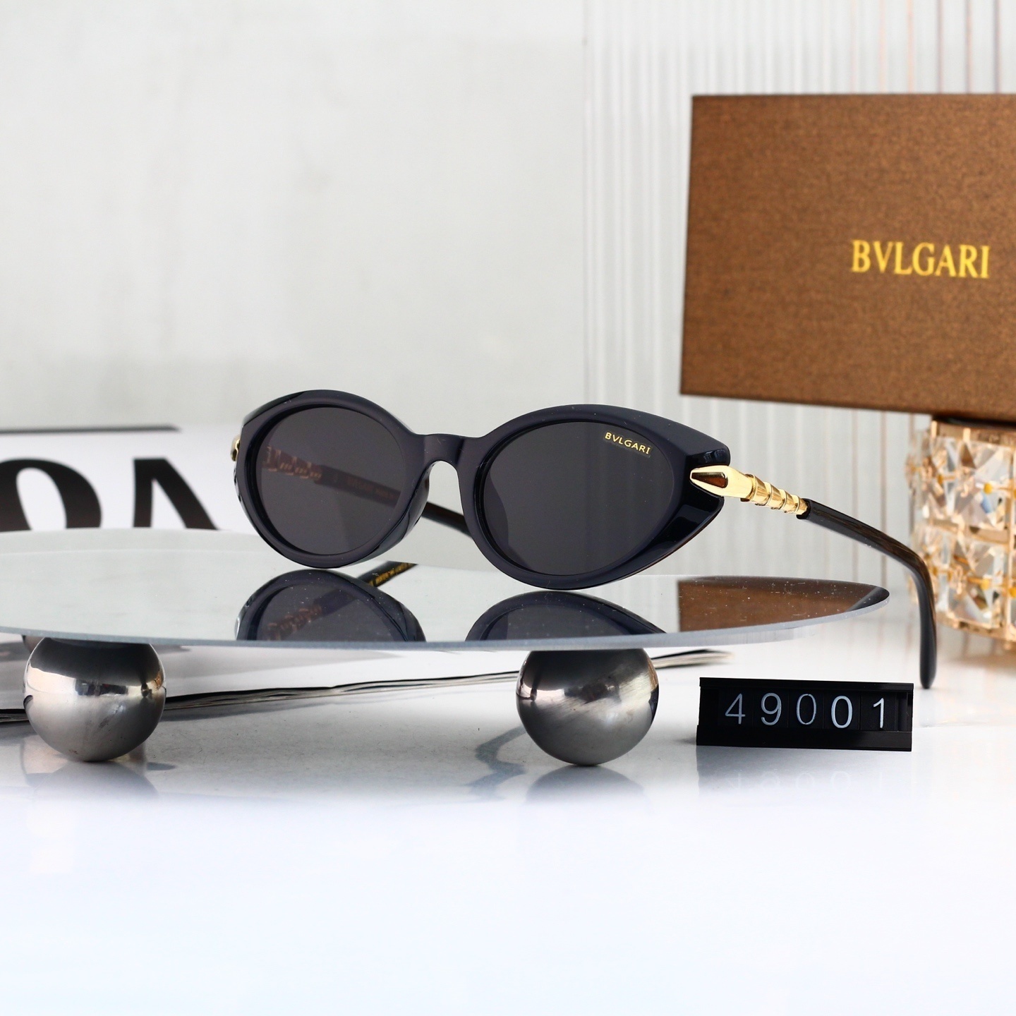 Bulgari Serpenti Snake Temple Oval Cat-Eye Sunglasses 49001