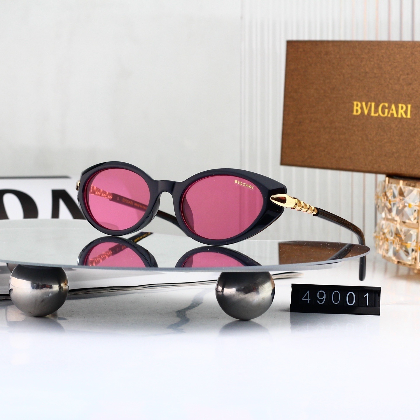 Bulgari Serpenti Snake Temple Oval Cat-Eye Sunglasses 49001