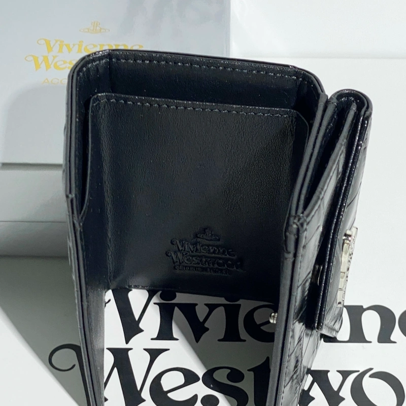 Black crocodile pattern triangle wallet-box