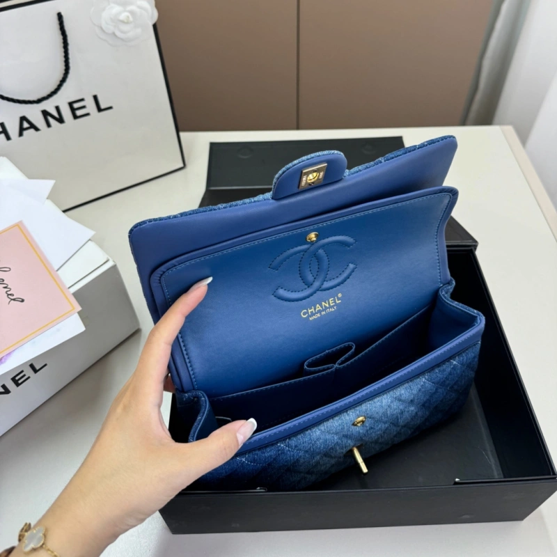 Classic Denim Chain Flap Bag-box
