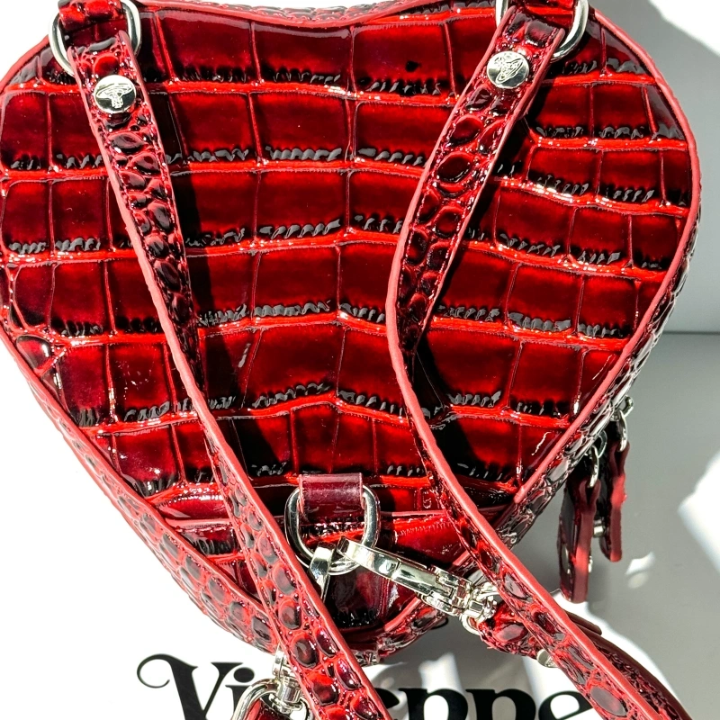Burgundy large heart plaid bag-box