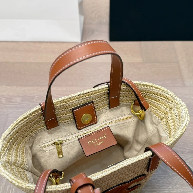 Woven Raffia Arch Basket Bag-no box