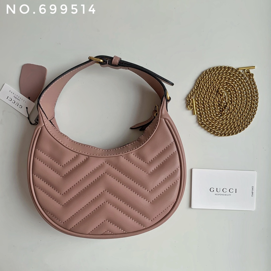 New leather half moon armpit bag, high-end single shoulder hand-held crossbody chain crescent bag-comes with gift box