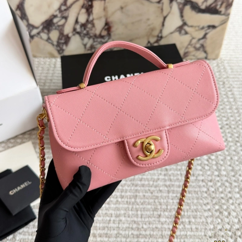 Pique Texture Flap Bag with Gold-box