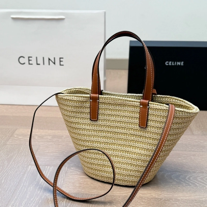 Woven Raffia Arch Basket Bag-no box