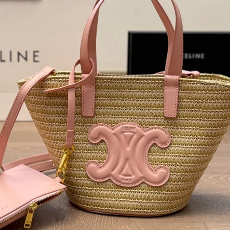 Woven Raffia Arch Basket Bag-no box
