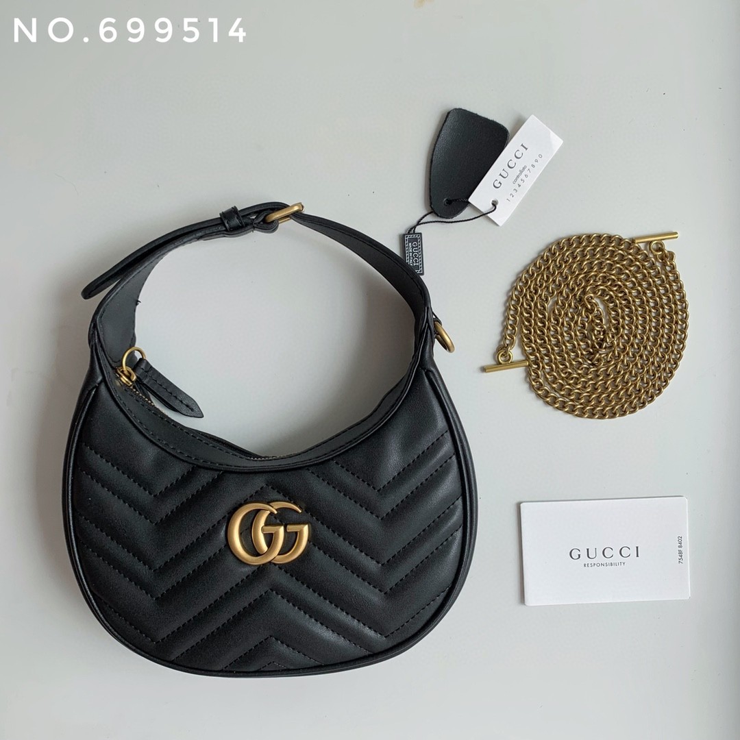 New leather half moon armpit bag, high-end single shoulder hand-held crossbody chain crescent bag-comes with gift box