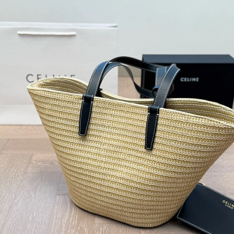 Woven Raffia Arch Basket Bag-no box