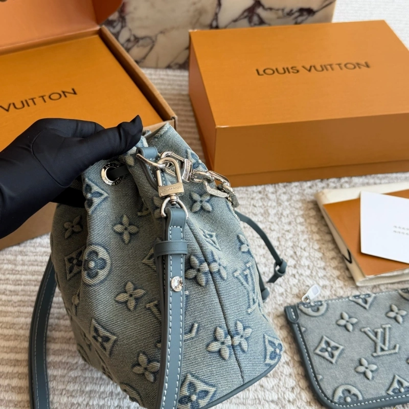 Embossed Denim Bucket Bag-box